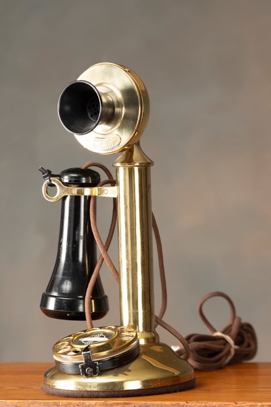 Antique brass Candlestick Telephone, manufactured by "Western Electric Company" with patent date (1 of 2)