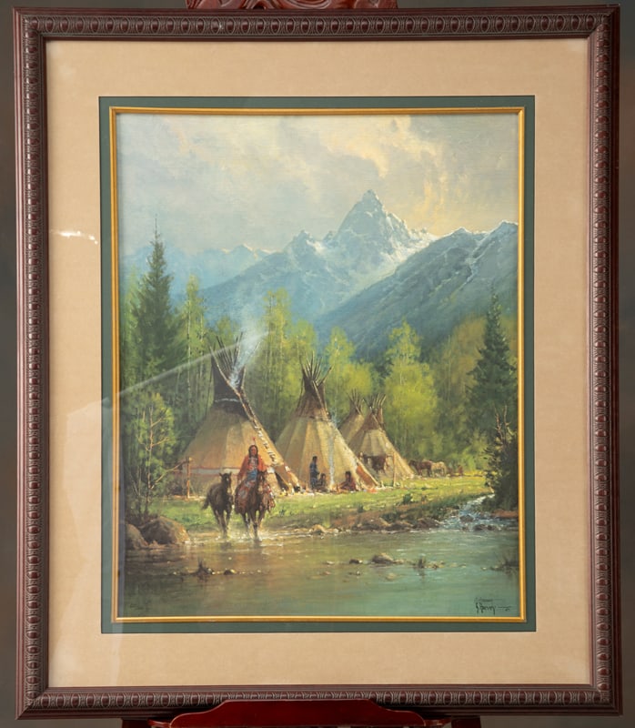 G. Harvey framed Print, titled "Teton Valley", #615. Double signed at lower right, numbered lower: G. Harvey framed Print, titled "Teton Valley", #615. Double signed at lower right, numbered lower left with cCrtificate of Authenticity verso. Year issued 1997, has great eye appeal. Sold in a beautif