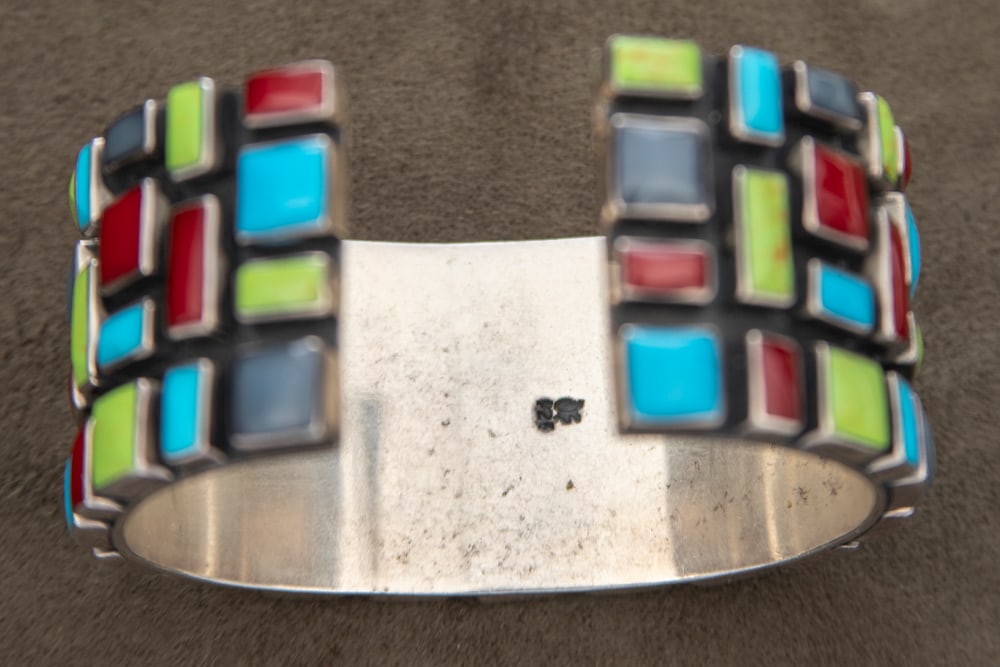 Beautiful multi-stone Cuff, stones are cut into square and rectangular pattern in various sizes. - 2