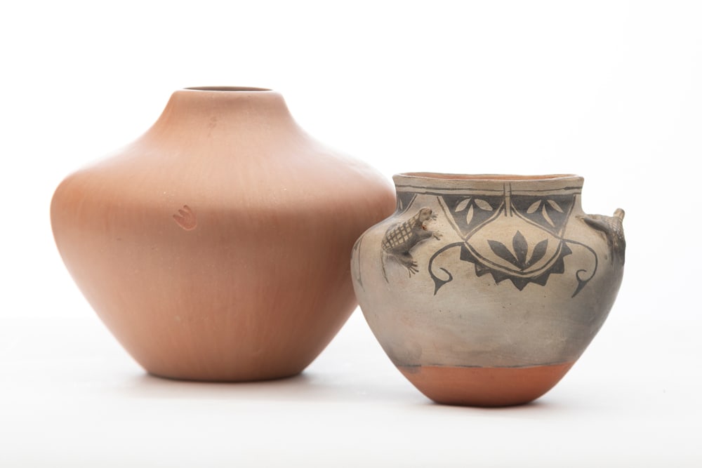 This lot consists of a pair of Native American Pottery. One is a brown pot marked "Bernice (1 of 2)