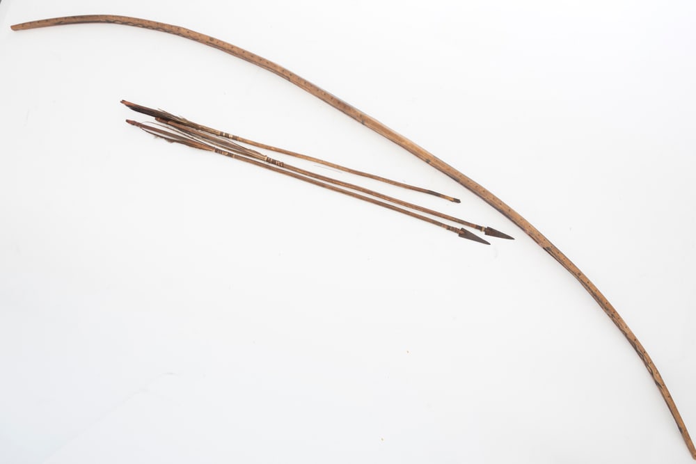 Original antique Native American Bow with three arrows (two have metal tips), circa 1890. Bow at one (1 of 3)