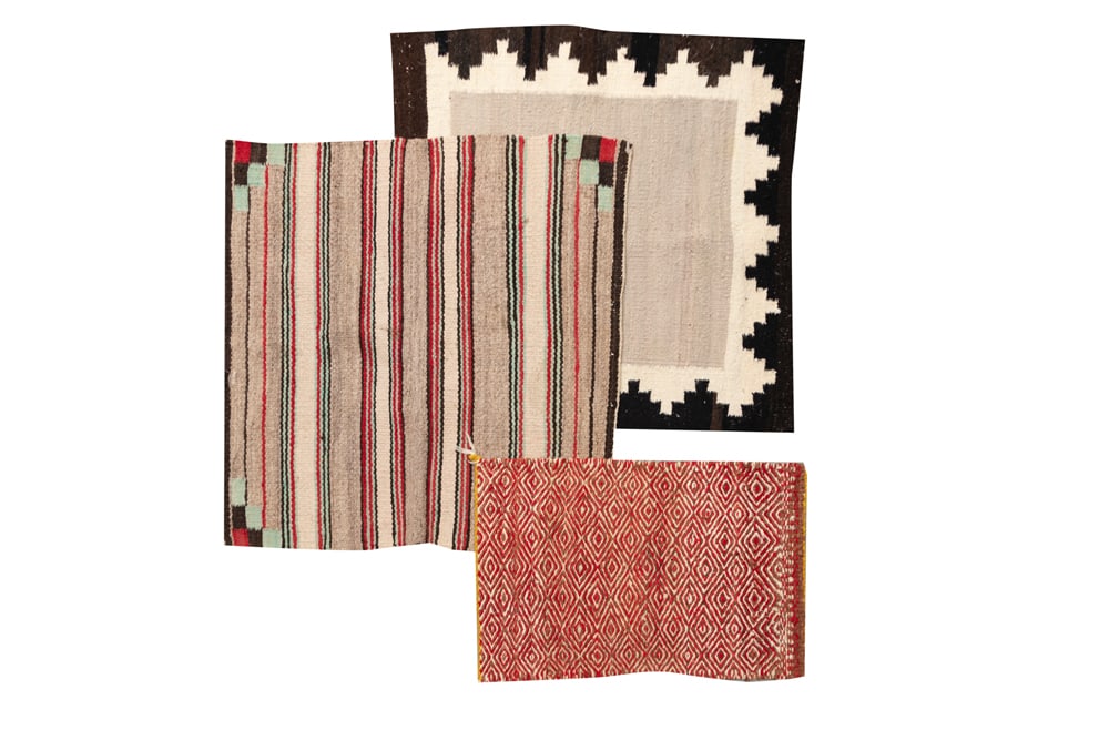 Three Navajo Wool Saddle Blankets. Will be sold as one lot. (1 of 2)