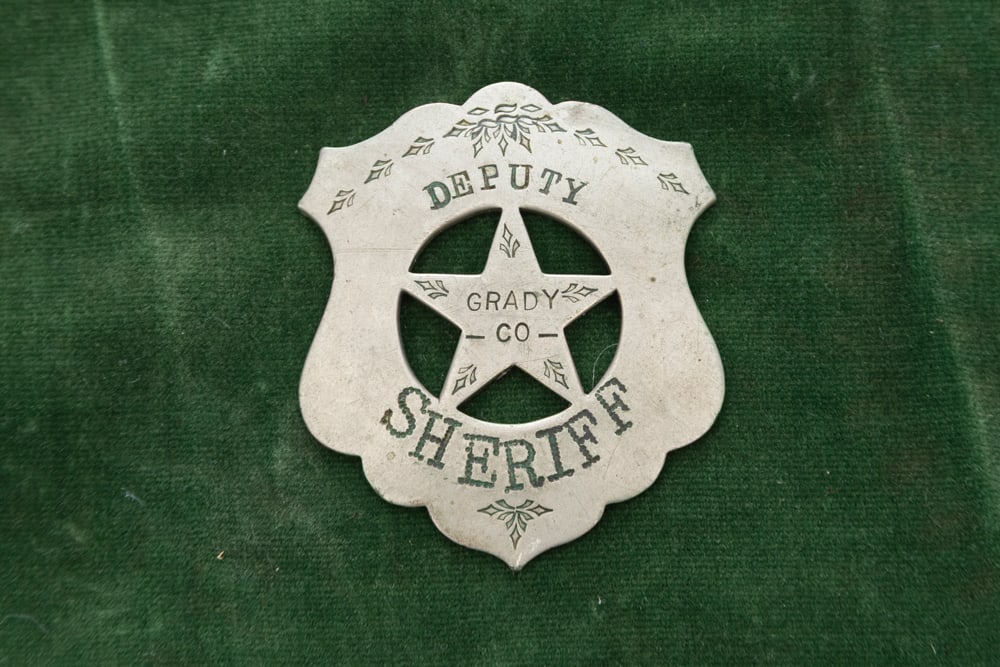 Old 5-point Star Shield Badge marked “DEPUTY / SHERIFF?? with “GRADY / CO. on Star in hand (1 of 2)