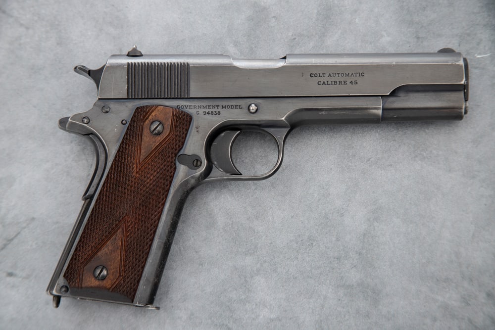 Colt Government Model 1911, .45 ACP caliber, Automatic Pistol, SN C94838, blue finish, 5" barrel. (1 of 3)