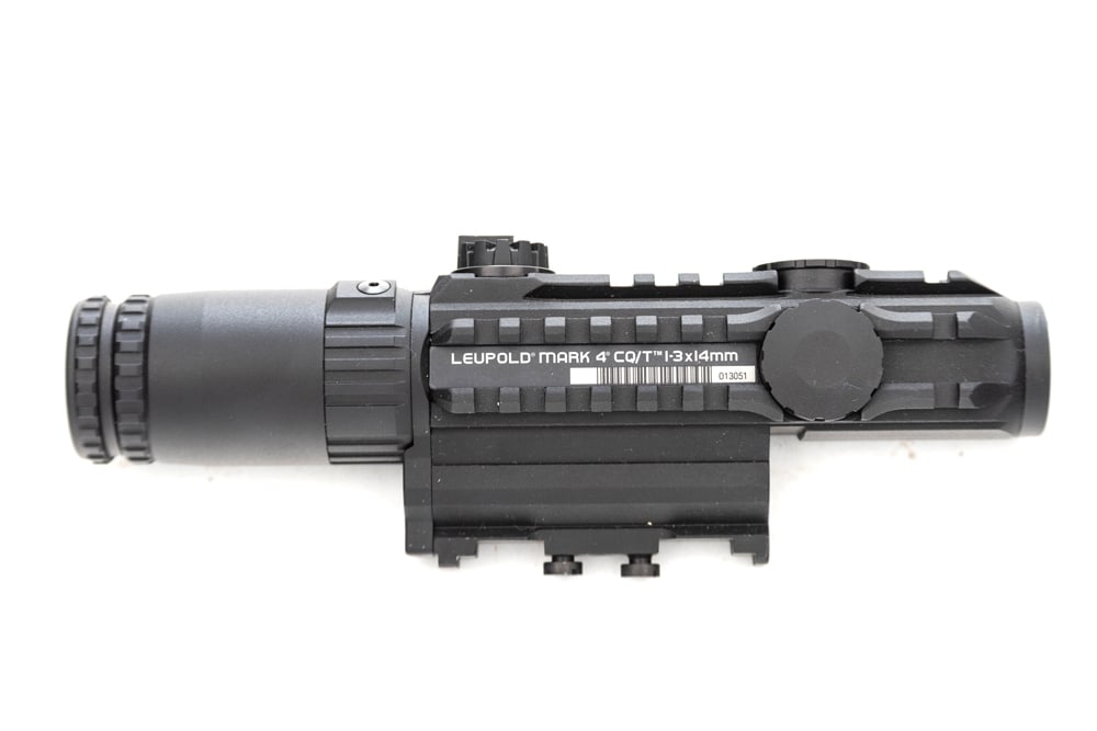 Leupold Mark-4 CQ-T Close Quarters Tactical Scope with 1-3x14 MM Optics, like New in Box with manual: Leupold Mark-4 CQ-T Close Quarters Tactical Scope with 1-3x14 MM Optics, like New in Box with manual and operating instructions, SN 52155. Diamond Coat Lens System with 1/2-MOA Adjustments. These were