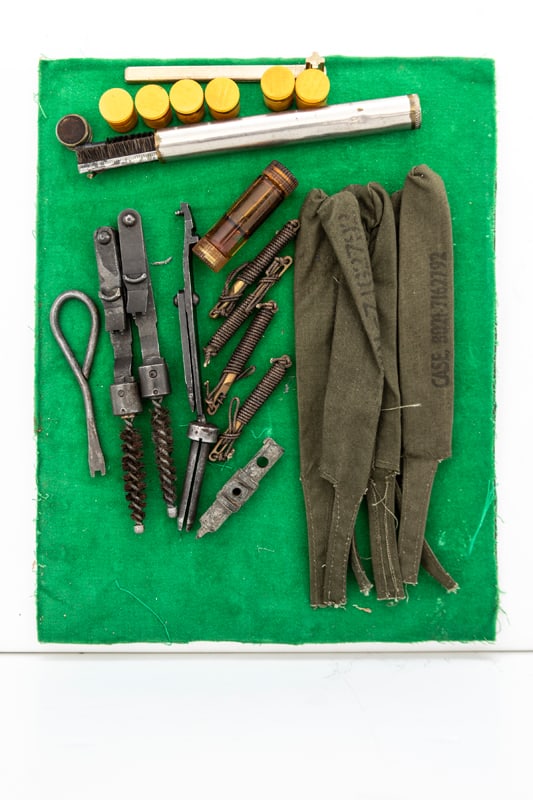U.S. Military Cleaning Tools and one set of Cleaning Rods, six Grease Containers and several canvas (1 of 1)