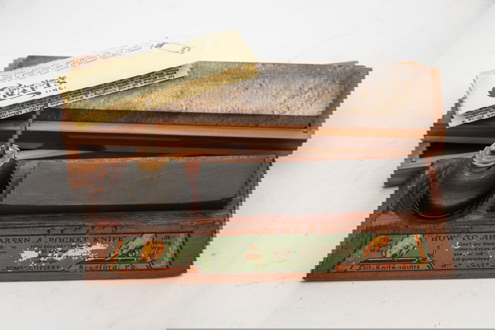 This lot consists of two vintage Sharpening Hones to include: (1) Original Oiler Can made by "W.R. (1 of 1)