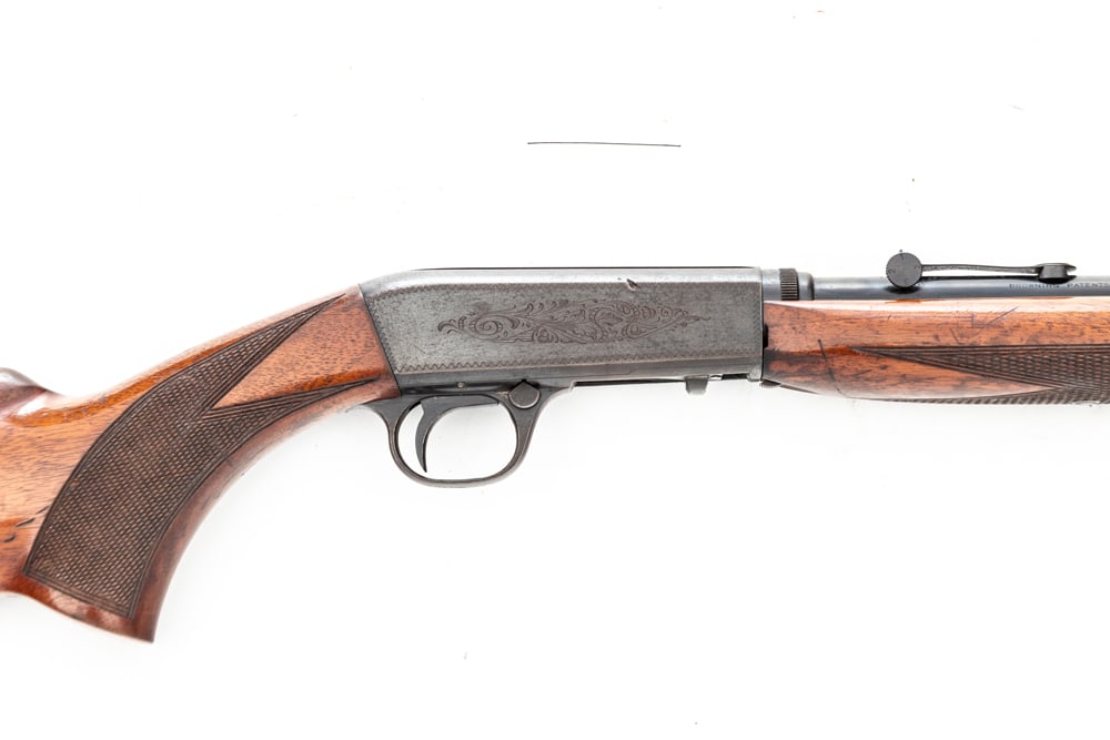 Belgium Browning, Semi-Auto Rifle, Take-Down Model, .22 caliber, SN T49218, blue finish, 19" barrel, (1 of 4)