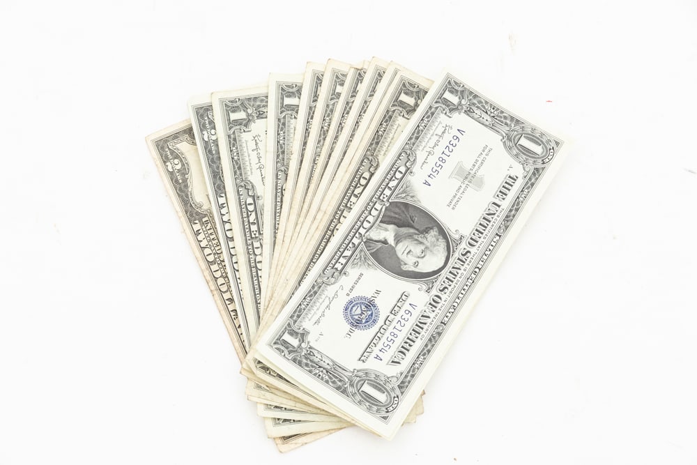 Collection of 13 United States Bills to include: Ten Silver Certificates dated 1957. Three two (1 of 1)