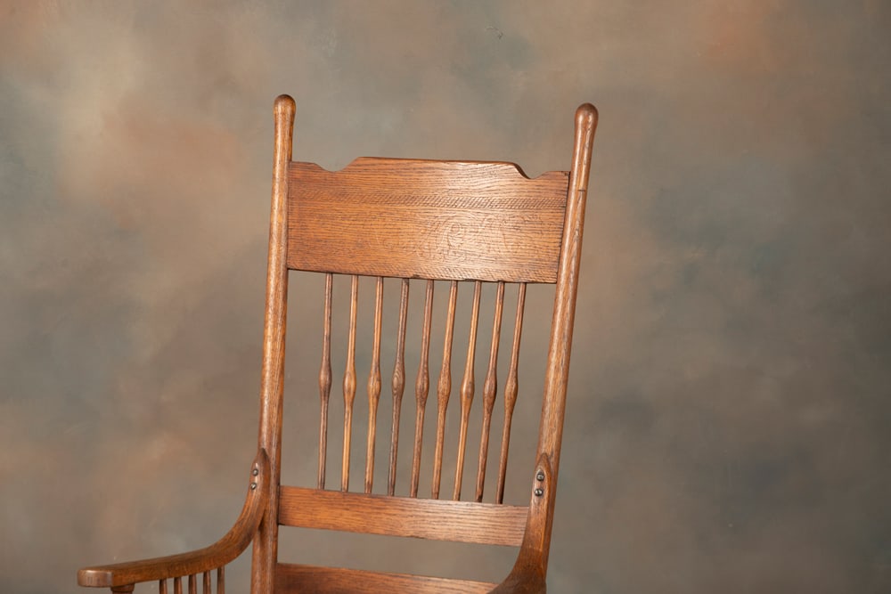 Antique oak Glider Rocker, circa 1900, in estate original condition, 46" T at back x 27" across the (1 of 3)