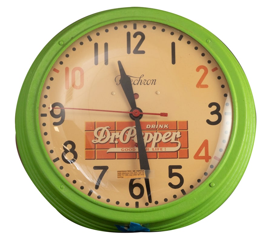 Vintage electric Dr. Pepper Advertising Clock, circa 1930's, made by "Pelechron Electric Clock, (1 of 2)