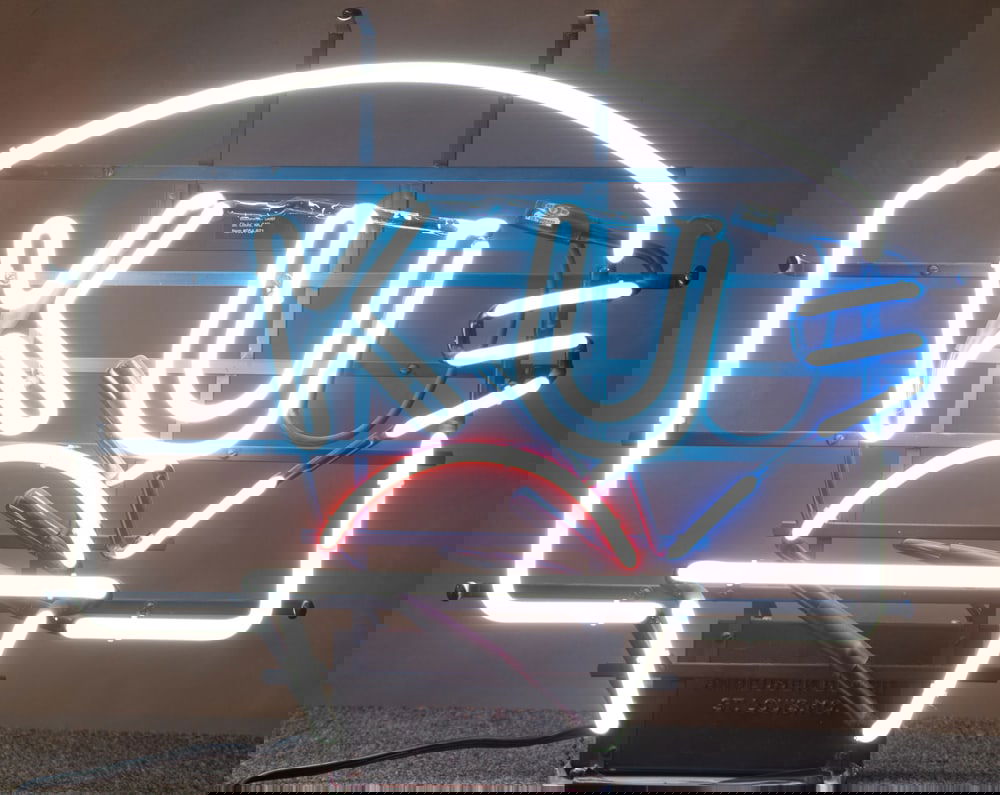 Neon Sign, when lit shows letters "KU", Sign is marked "Budweiser Beer, St Louis, Mo.", measures 19 (1 of 2)