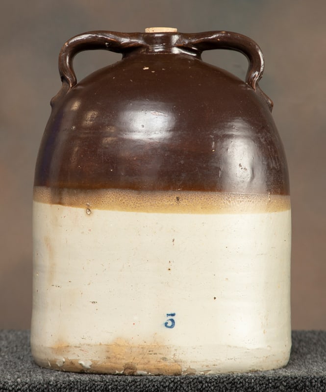 Five gallon double handle Crock Jug, 12" diameter x 15 1/2" T. (1 of 2)