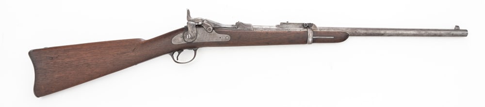 Antique U.S. Springfield, Model 1873, Trap Door S.R.C., .45/70 caliber, SN 141537, finish is smooth (1 of 4)