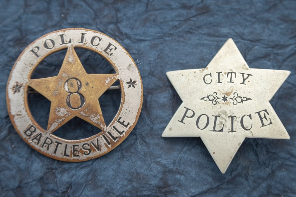 This lot consists of two Badges to include: (1) Large vintage Circle Badge with 5-point cut-out (1 of 2)