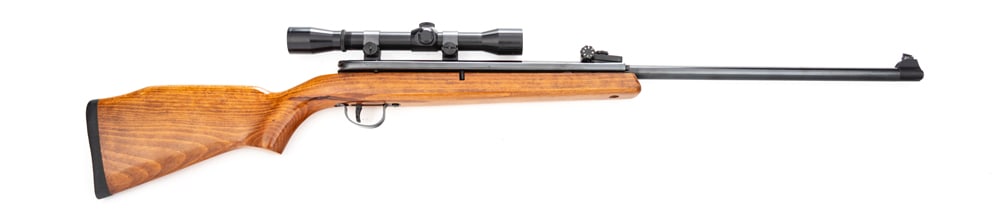 Webley-Scott, .177 caliber, Pellet Rifle, SN 4726, manufactured by Beeman, 18" barrel, nice blue: Webley-Scott, .177 caliber, Pellet Rifle, SN 4726, manufactured by Beeman, 18" barrel, nice blue finish, good wood, mounted with a Lyman 4x Scope.