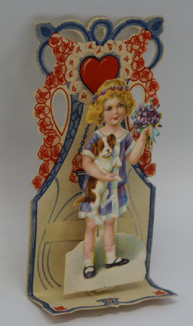 Victorian Embossed Diecut Folding 3D 'Girl Carrying (1 of 2)