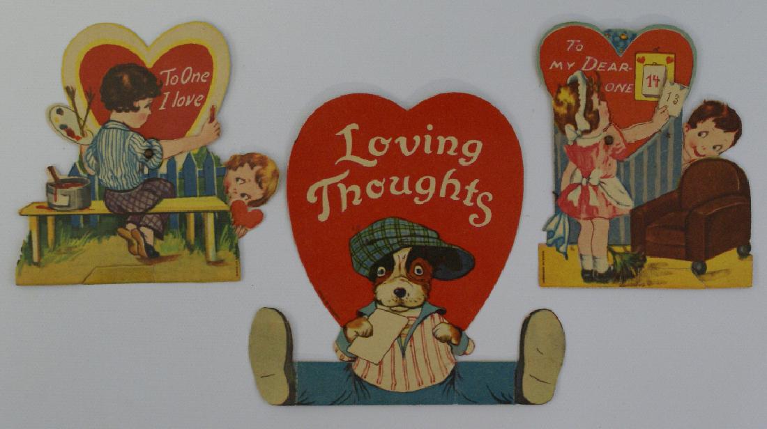 Lot of 3 Diecut Mechanical Valentines Day Cards, Made (1 of 1)