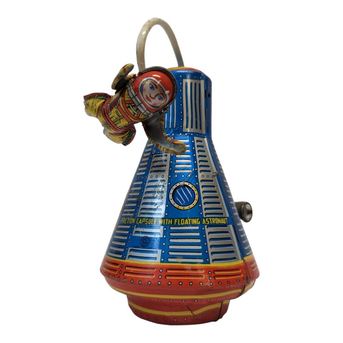 Vintage 1950s Kanto (Japan) Tin Friction SPACE CAPSULE WITH FLOATING ASTRONAUT (1 of 5)