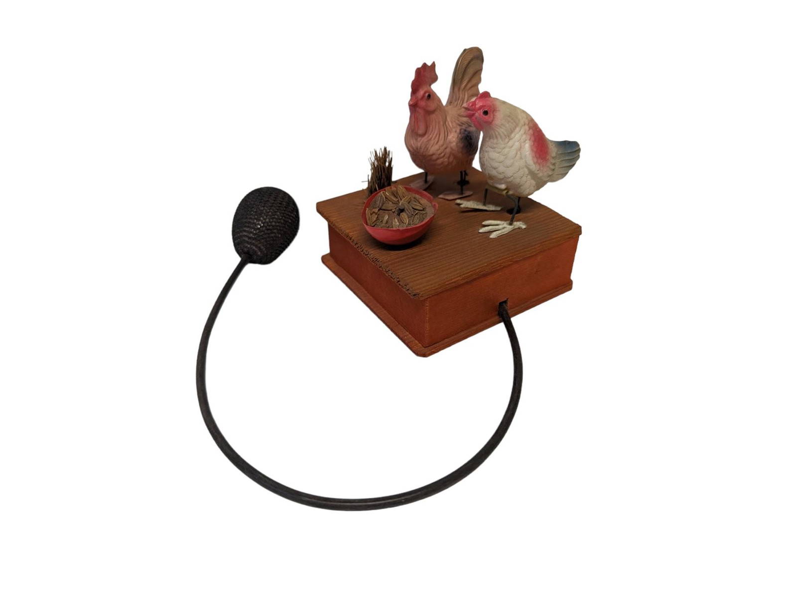 Celluloid Early Toy Pre War Japanese Mechanical Pecking Chickens Toy