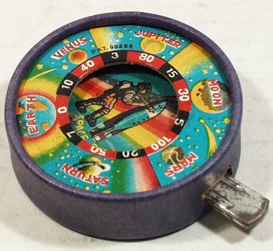 Purple Space Patrol Game, pre-war Japan (bb9): Purple Game, Space Patrol with Buck Rogers Rocket, Pre-War Japan, 2-1/2 in.