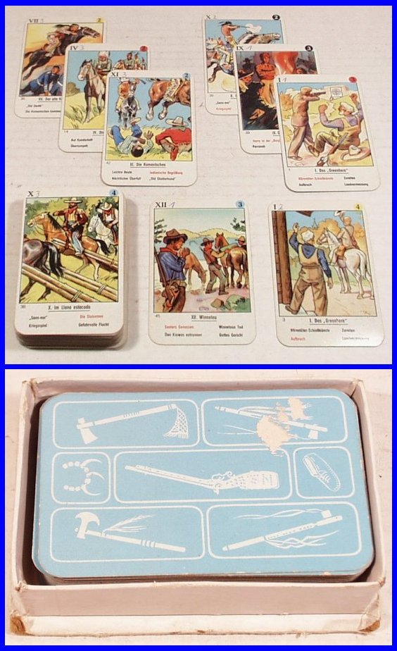 48 Card Deck with Cowboys & Indians Scenery (bb12): 48 Card Deck with Cowboys and Indians Scenery, all with beautiful bright colors, in box, no cover to box
