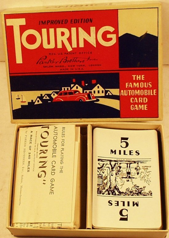 1937 Parker Brothers The Game of Touring (Card-deck1): Parker Brothers The Game of Touring, LN condition in original box, includes instructions, copyright 1937