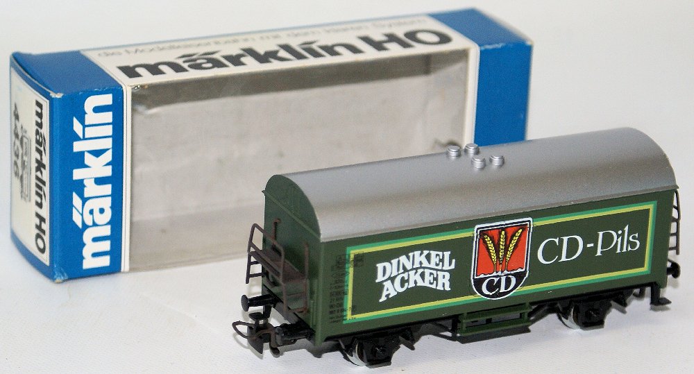 Vintage HO Scale MARKLIN Märklin #4436 Dinkel Acker: Vintage HO Scale MARKLIN Märklin 4436 Dinkel Acker CD-Pils Refrigerator Freight Car Wagon Coach. Mint condition in the original box. Made in Germany.