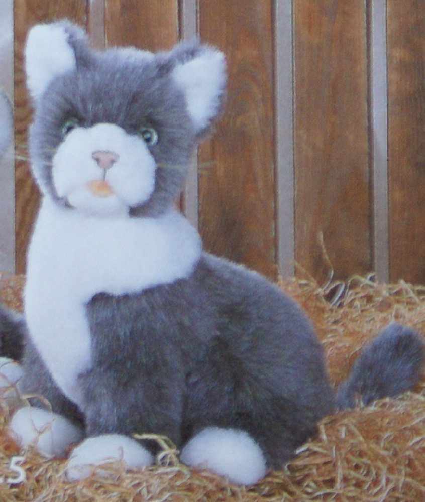 Sonni (Germany) Stuffed 15-3/4" Kitty Cat (Katze): Adorable Sonni (Germany) plush stuffed kitty cat (katze). This cute little guy is grey gray and white, and measures 15-3/4" tall. Extremely high, collectors quality! Made by Sonni (Zum Spielen Gemacht