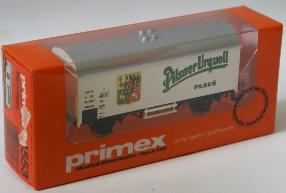 Primex Marklin HO 4553 Pilsner Urquell Plzen Beer Car: Vintage Primex Marklin HO Scale 4553 Pilsner Urquell Plzen Beer Car Wagon Bierwagen. Mint condition in the original packaging. Old store stock. Made in Western Germany.