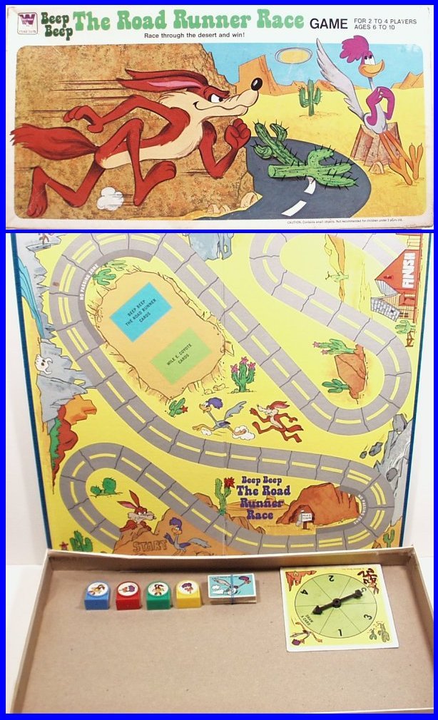 Vintage 1975 Get Beep Beep the Road Runner Board Game: Vintage 1975 Get Beep Beep the Road Runner Board Game by Whitman Publishing. Game is in excellent condition. Box is very good condition. Box measures 16-1/2" x 8-3/4". (Inventory code bb17)