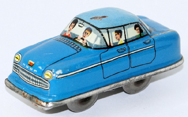 Vintage 1960's Technofix Tin Litho Wind-up Blue Toy (1 of 2)