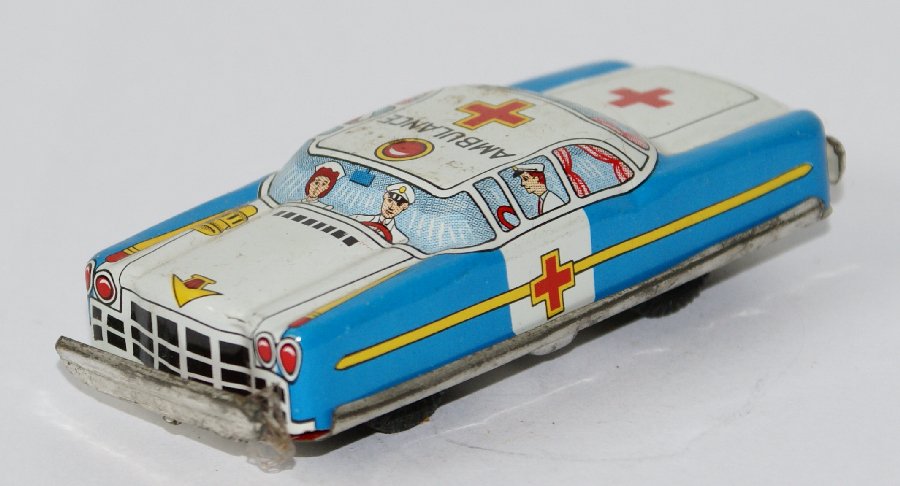 Vintage Nomura (TN) Japan Tin Litho Ambulance Emergency (1 of 2)