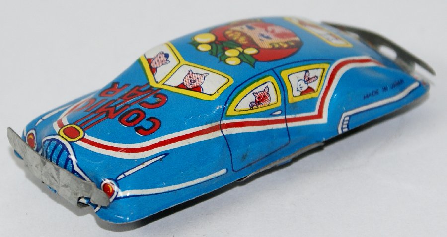 Vintage Tin Lithographed Blue 1958 Comic Car Penny Toy (1 of 2)