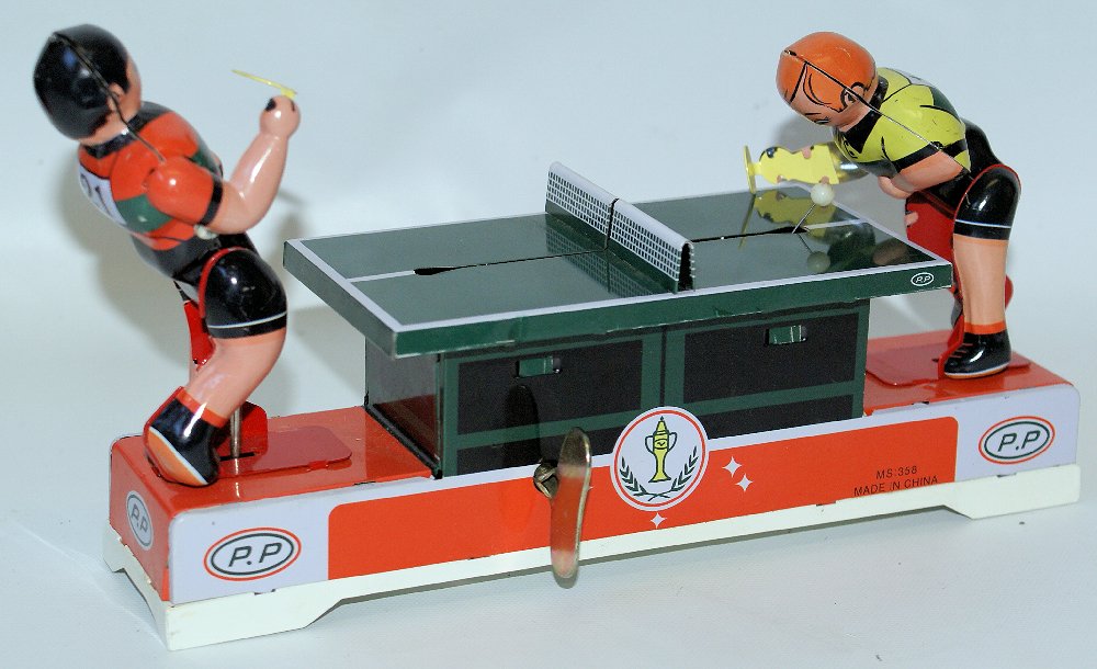 Retro Styled Tin Lithographed Wind-up Ping Ping Table (1 of 2)