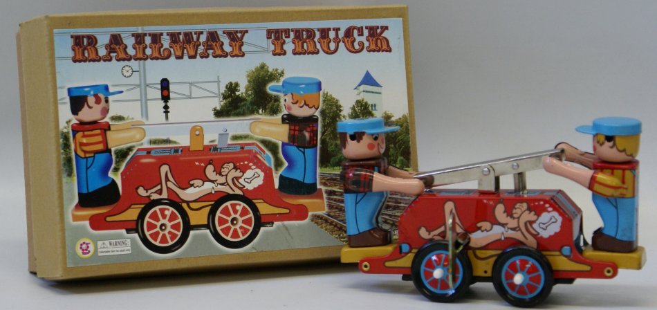 Tin Litho Wind up RAILWAY TRUCK # MS 351, mint in (1 of 3)