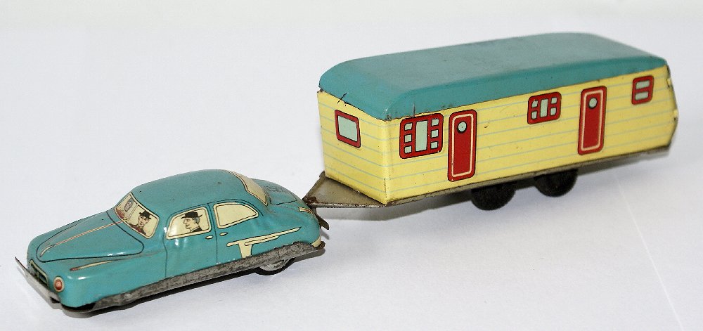 RARE Vintage 1950's Tin Litho Friction Turquoise Penny (1 of 3)