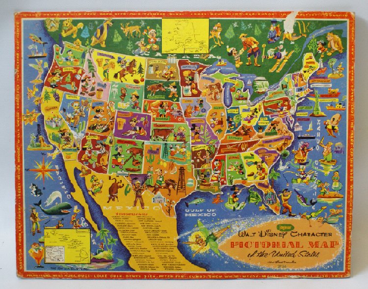 Vintage Walt Disney #2734 Pictorial Map Tray Puzzle Of