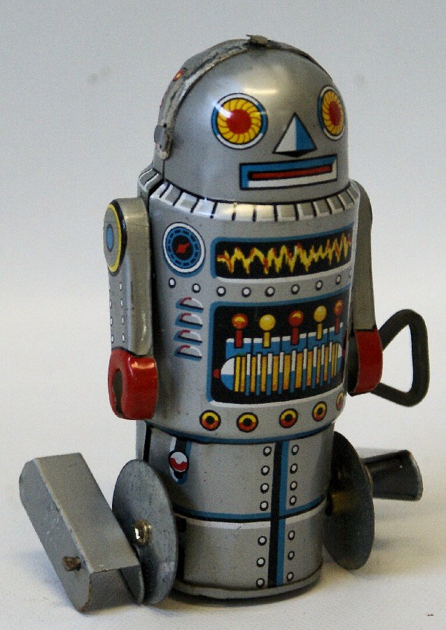 1960's Silver Mechanical Windup ROBOT-7, made by (1 of 3)