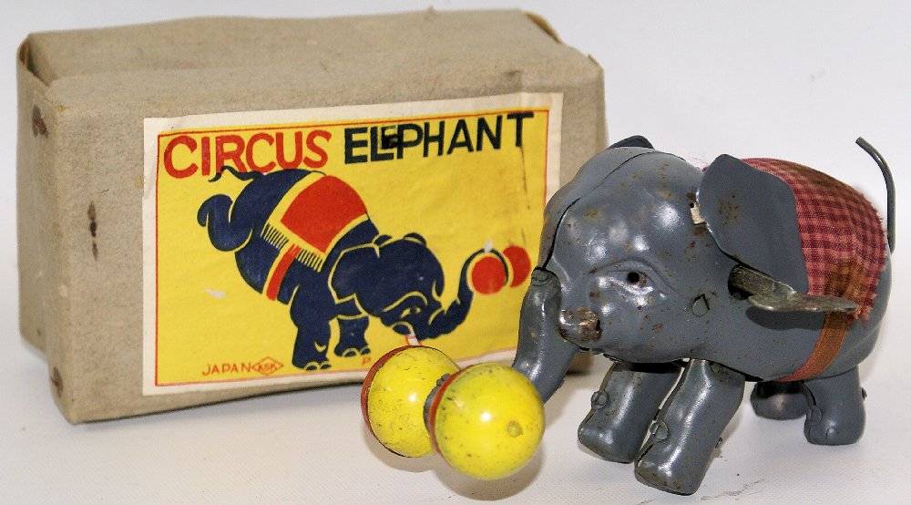 RARE Mechanical Windup CIRCUS ELEPHANT Original Box, (1 of 2)