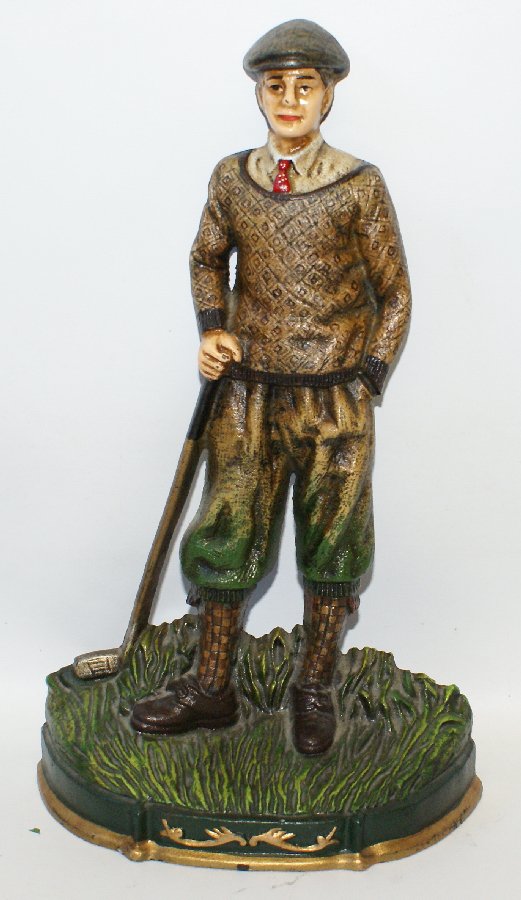 Highly Detailed CAST IRON GOLF DOOR STOP with Golfer (1 of 2)