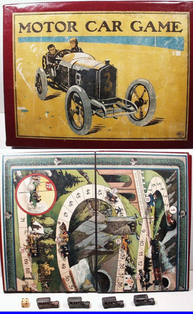 Antique MOTOR CAR BOARD GAME #19/125 E, made in Bavaria (1 of 1)