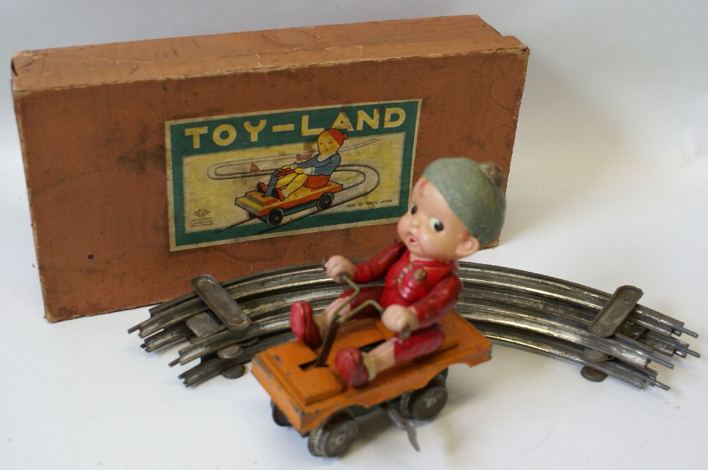 Pre-War Japan Celluloid Boy on Train Handcar Windup (1 of 2)