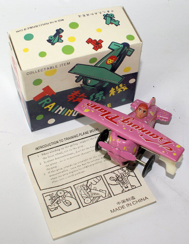 Pink Wind-up Training Plane Airplane MS011 in Original (1 of 1)