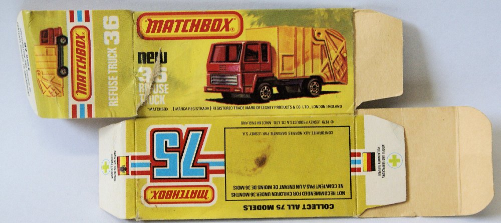Matchbox Lesney #36 REFUSE TRUCK Original EMPTY BOX (1 of 2)