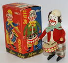 Vintage SCHUCO 986/1 Wind-up Drummer Drumming Clown in