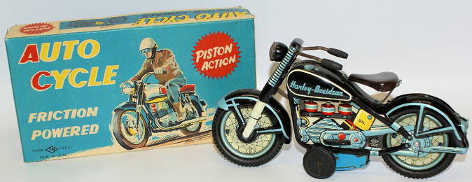 Vintage 1950's Tin Friction HARLEY DAVIDSON Auto Cycle