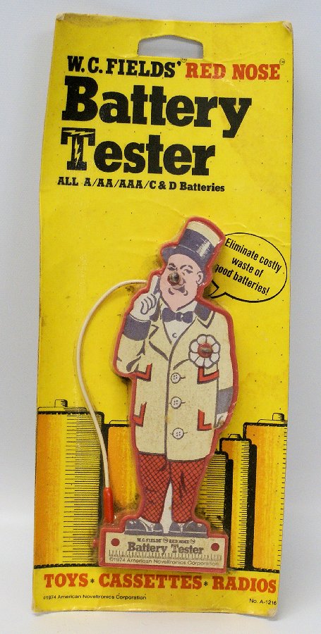 1974 W.C. Fields Red Nose Battery Tester Novelty Toy, (1 of 1)