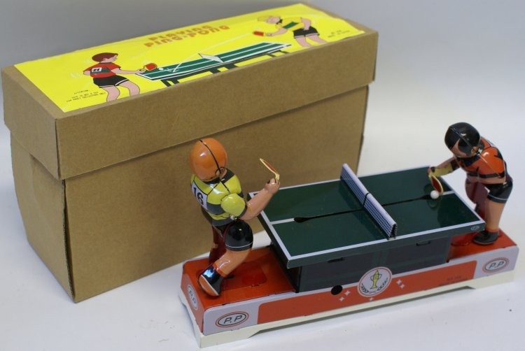Style Tin Windup PLAYING PING PONG Toy #MS358 in Box (1 of 2)