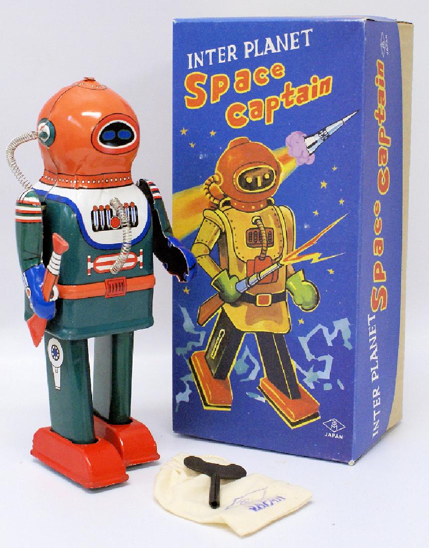TIN TOM TOY Retro Tin Windup INTER PLANET SPACE CAPTAIN (1 of 2)